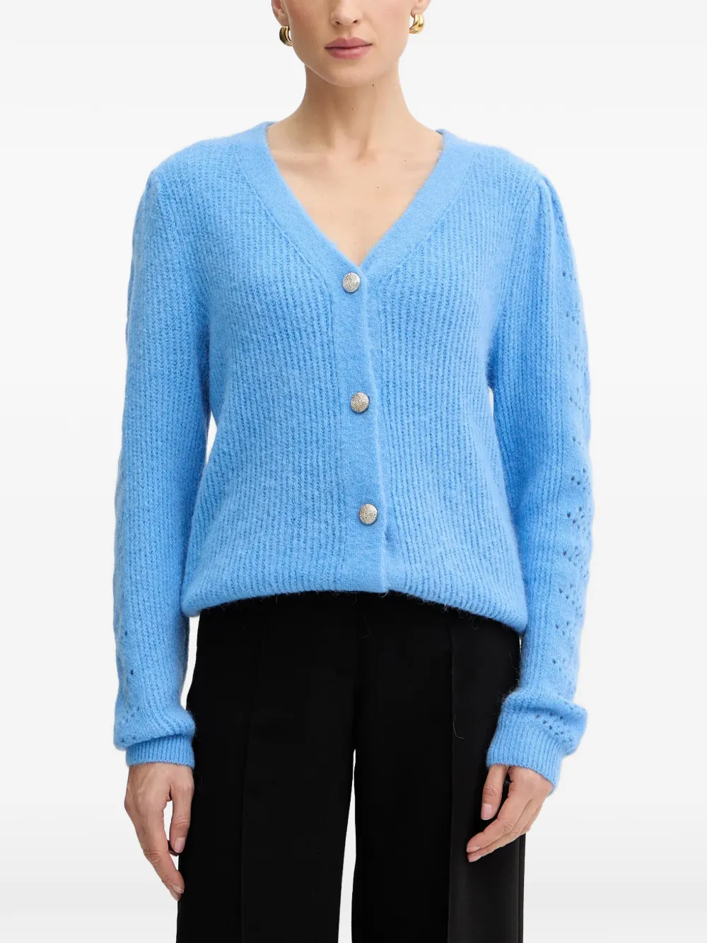 Morgan Buttoned Cardigan In Blue