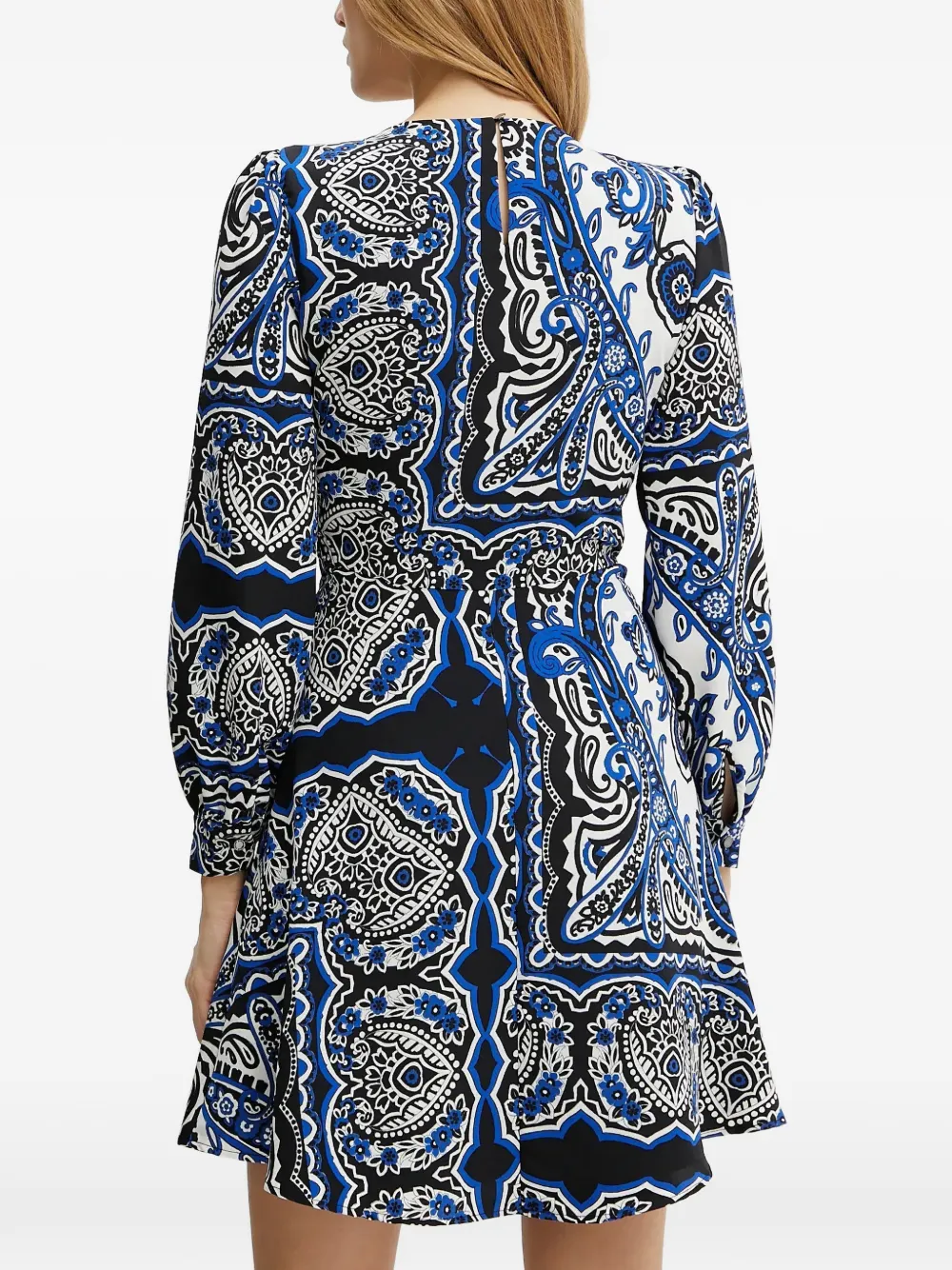 Morgan Mini-jurk met paisley-print en lange mouwen Zwart