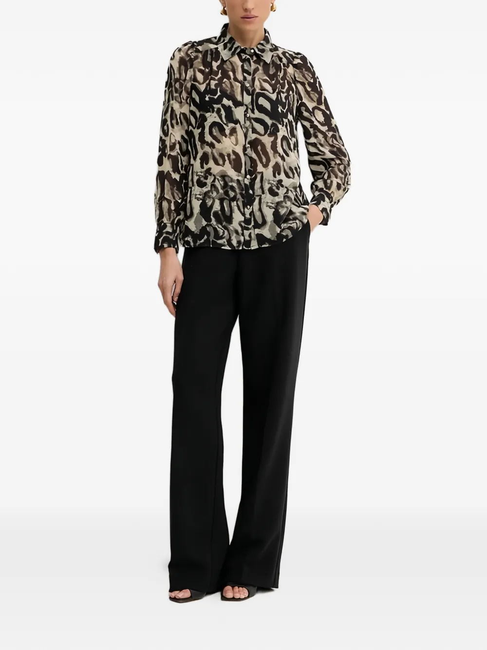 Morgan Patterned Blouse In Neutral