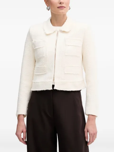 Morgan bouclé-texture frayed-edge jacket