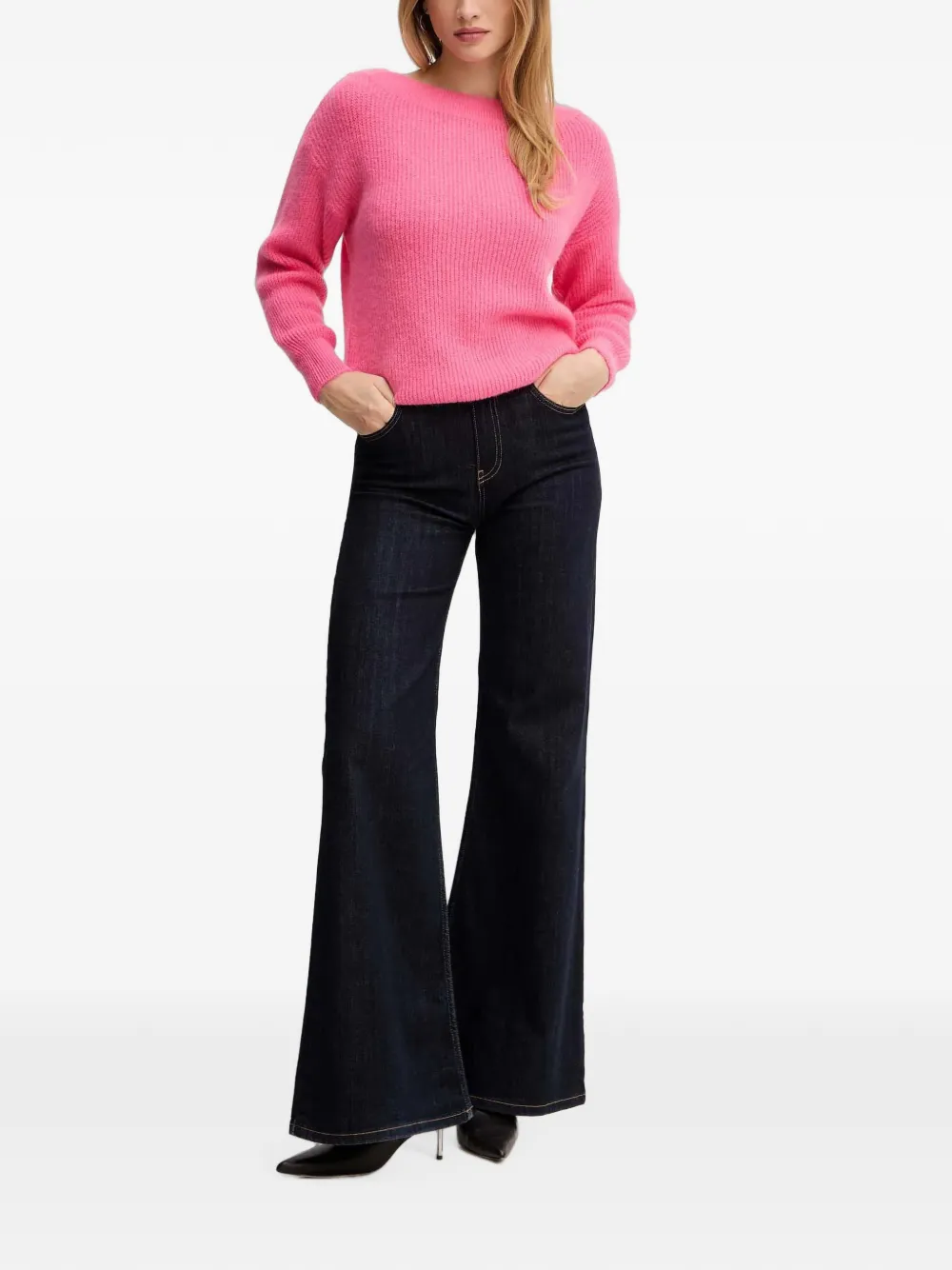 Morgan round-neck sweater Roze