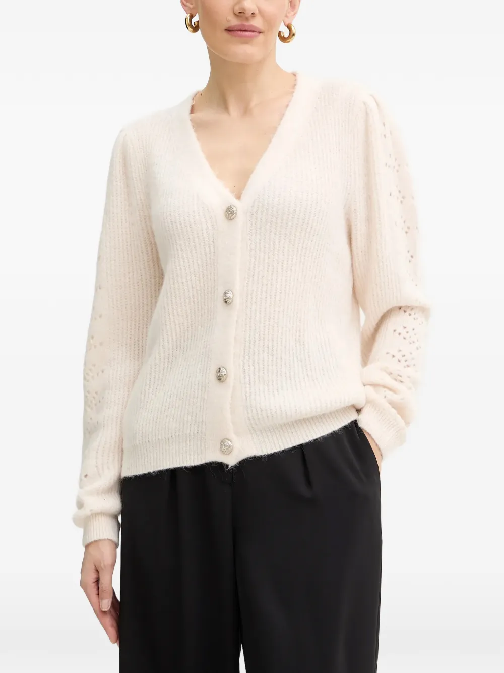 Morgan Button-up Cardigan In Neutral