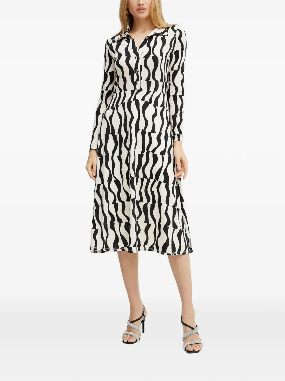 Morgan Midi-jurk met lange mouwen en patroon Wit