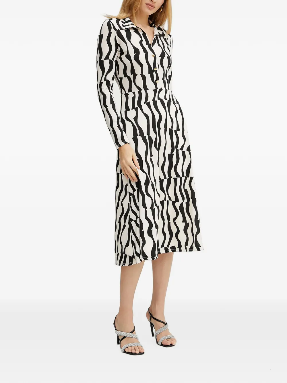 Morgan Midi-jurk met lange mouwen en patroon Wit