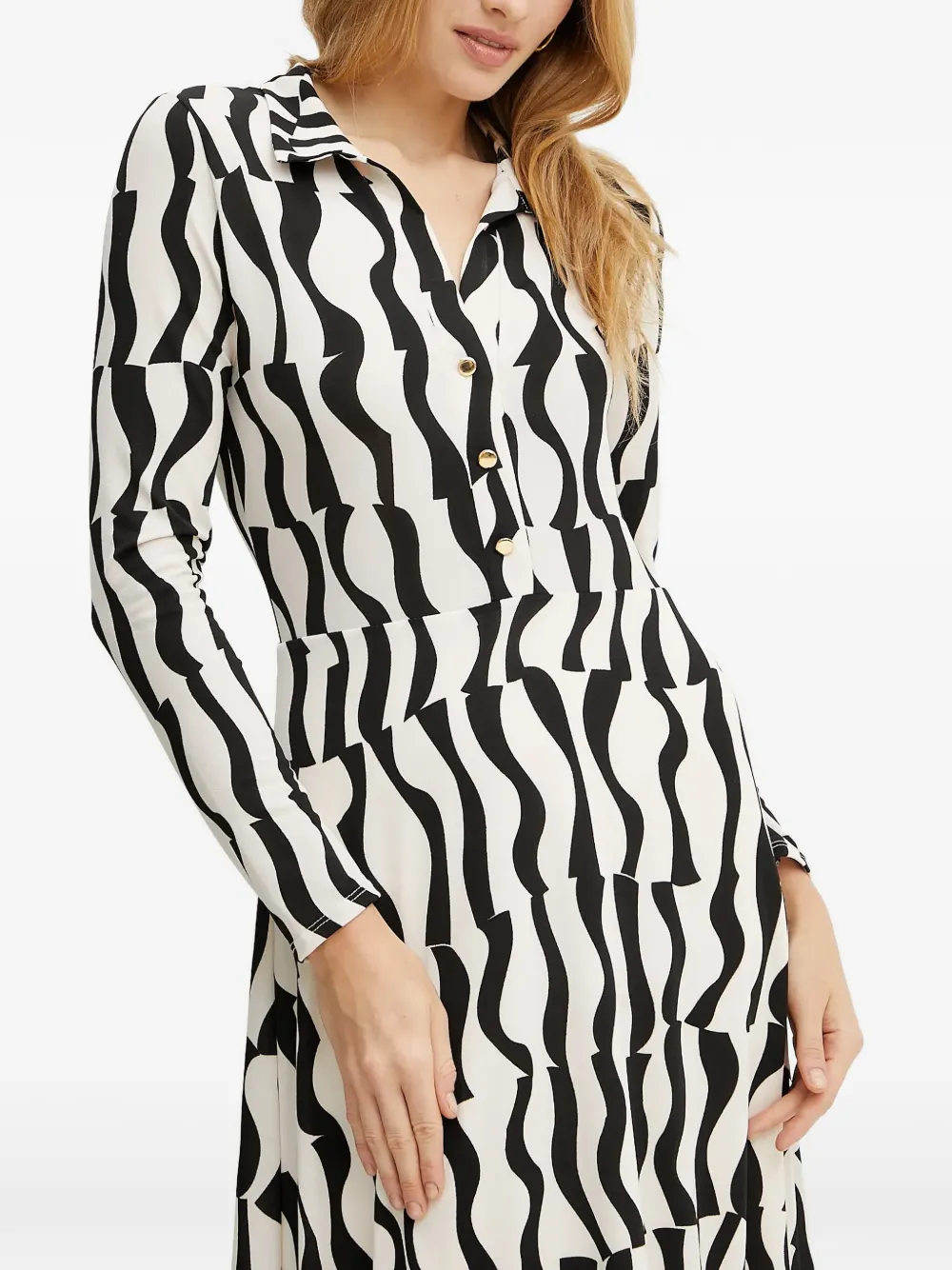Morgan Midi-jurk met lange mouwen en patroon Wit