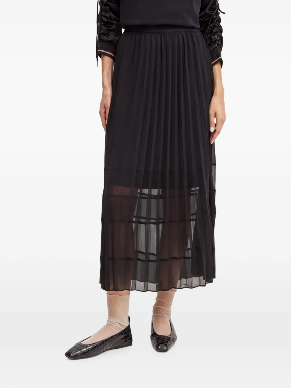 Morgan Pleated Midi Skirt In Black