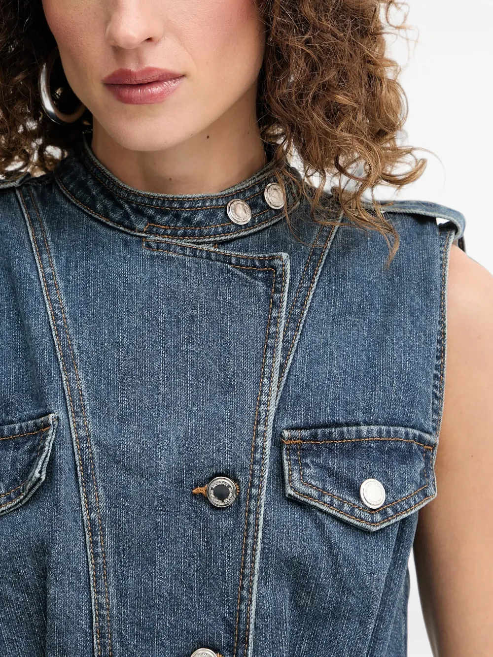 Morgan Mouwloze mini-jurk met knopen Blauw