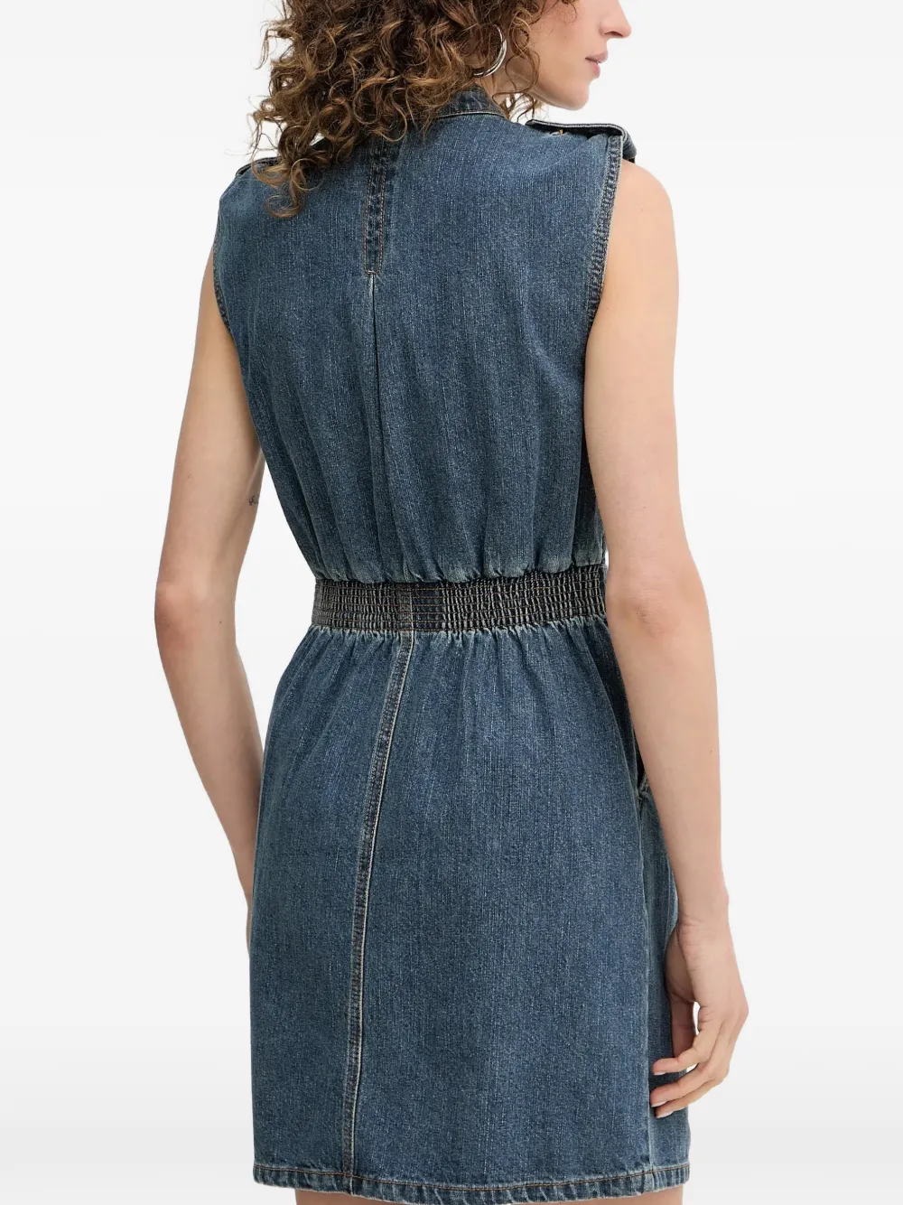 Morgan Mouwloze mini-jurk met knopen Blauw