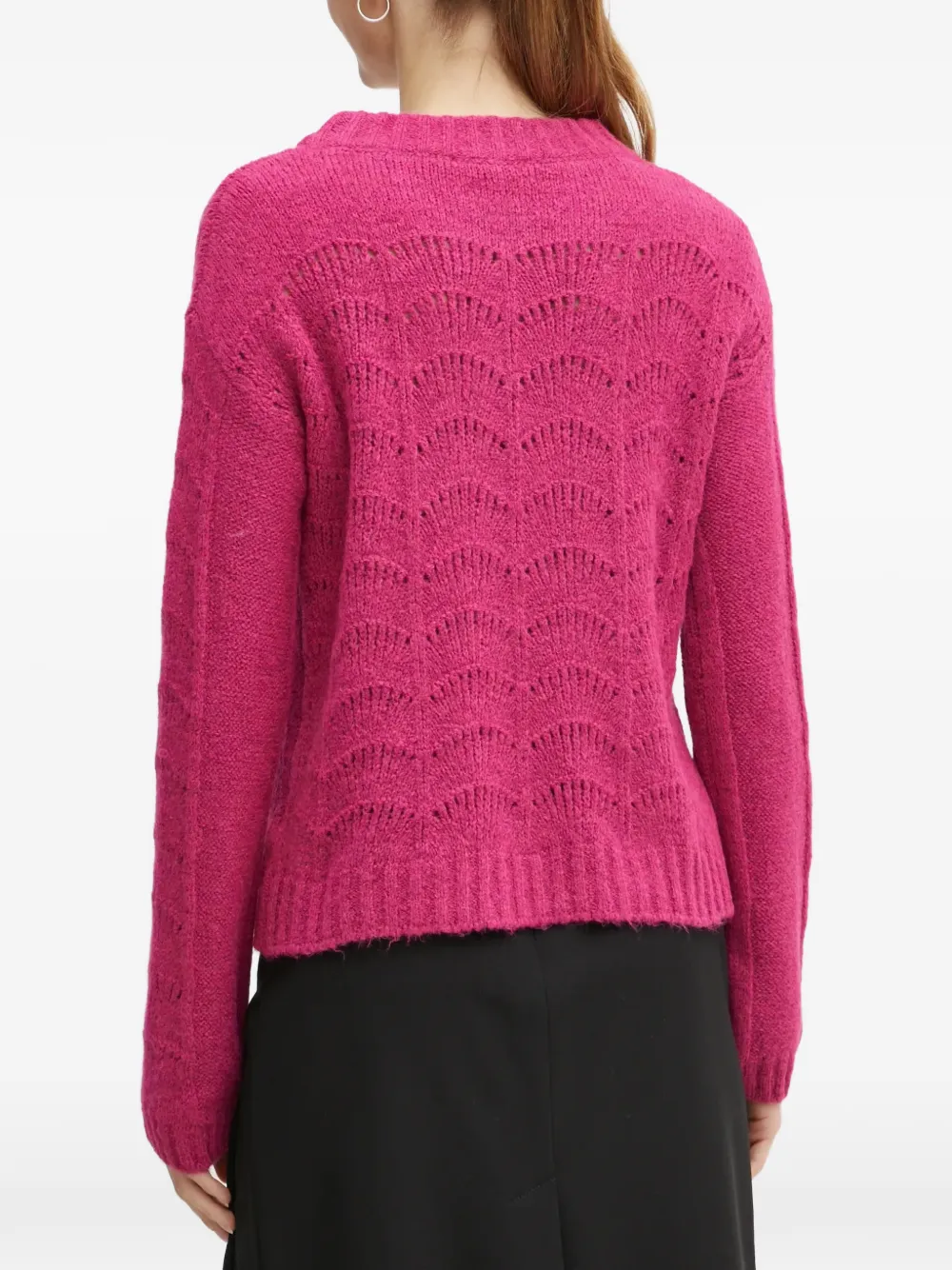 Morgan Mdamon pointelle gebreide gewelfde trui Roze