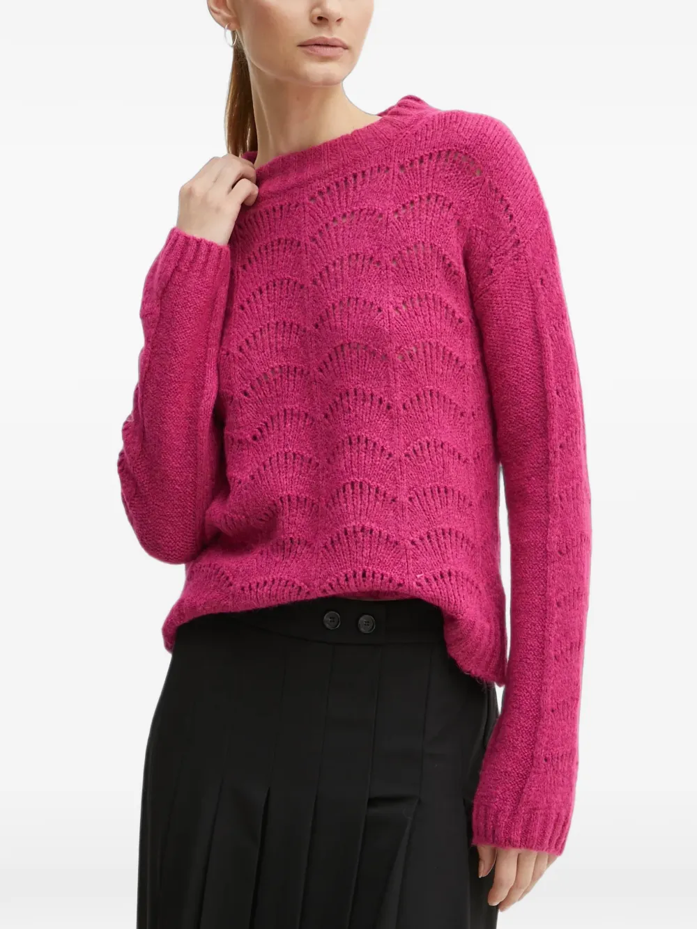 Morgan Mdamon pointelle gebreide gewelfde trui Roze