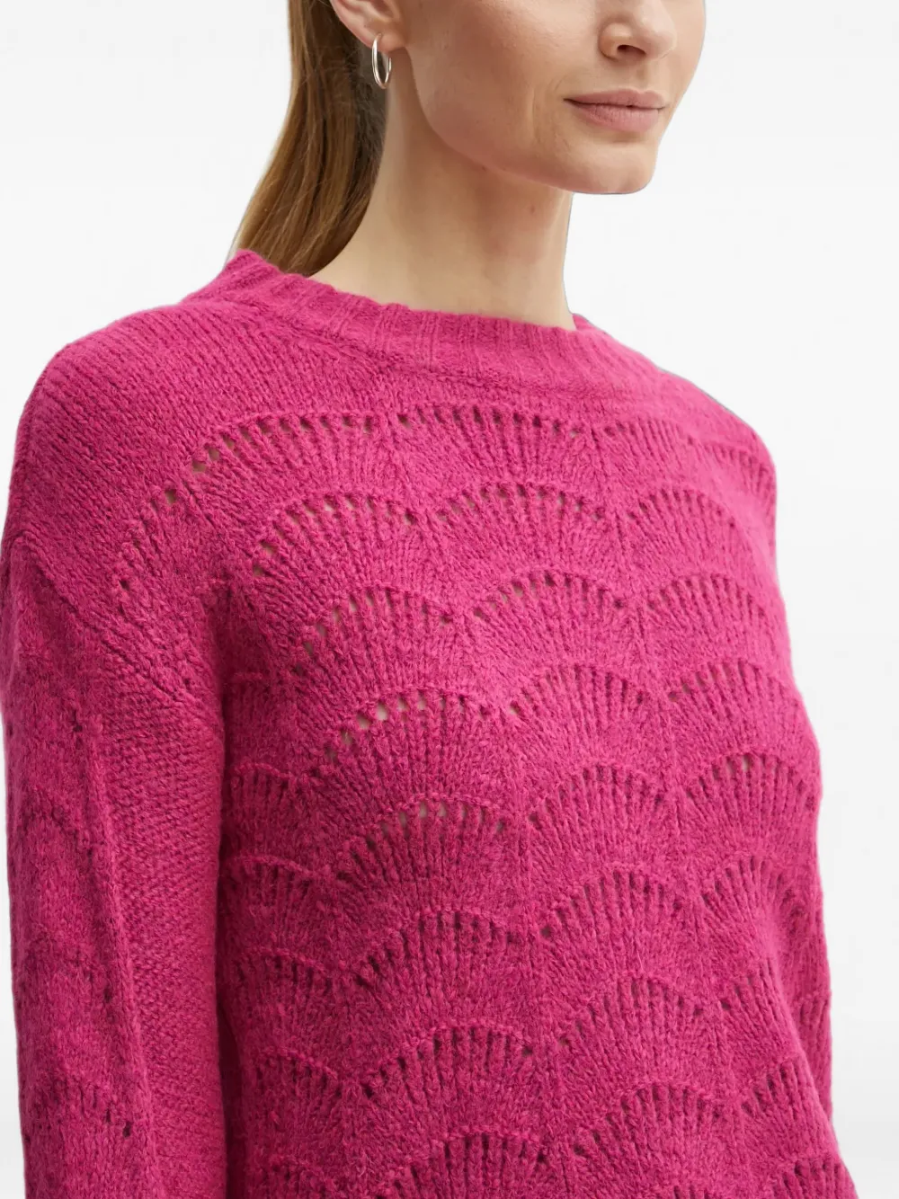Morgan Mdamon pointelle gebreide gewelfde trui Roze