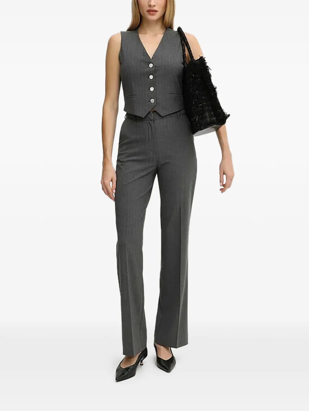 Morgan Pantalon met krijtstreep Grijs