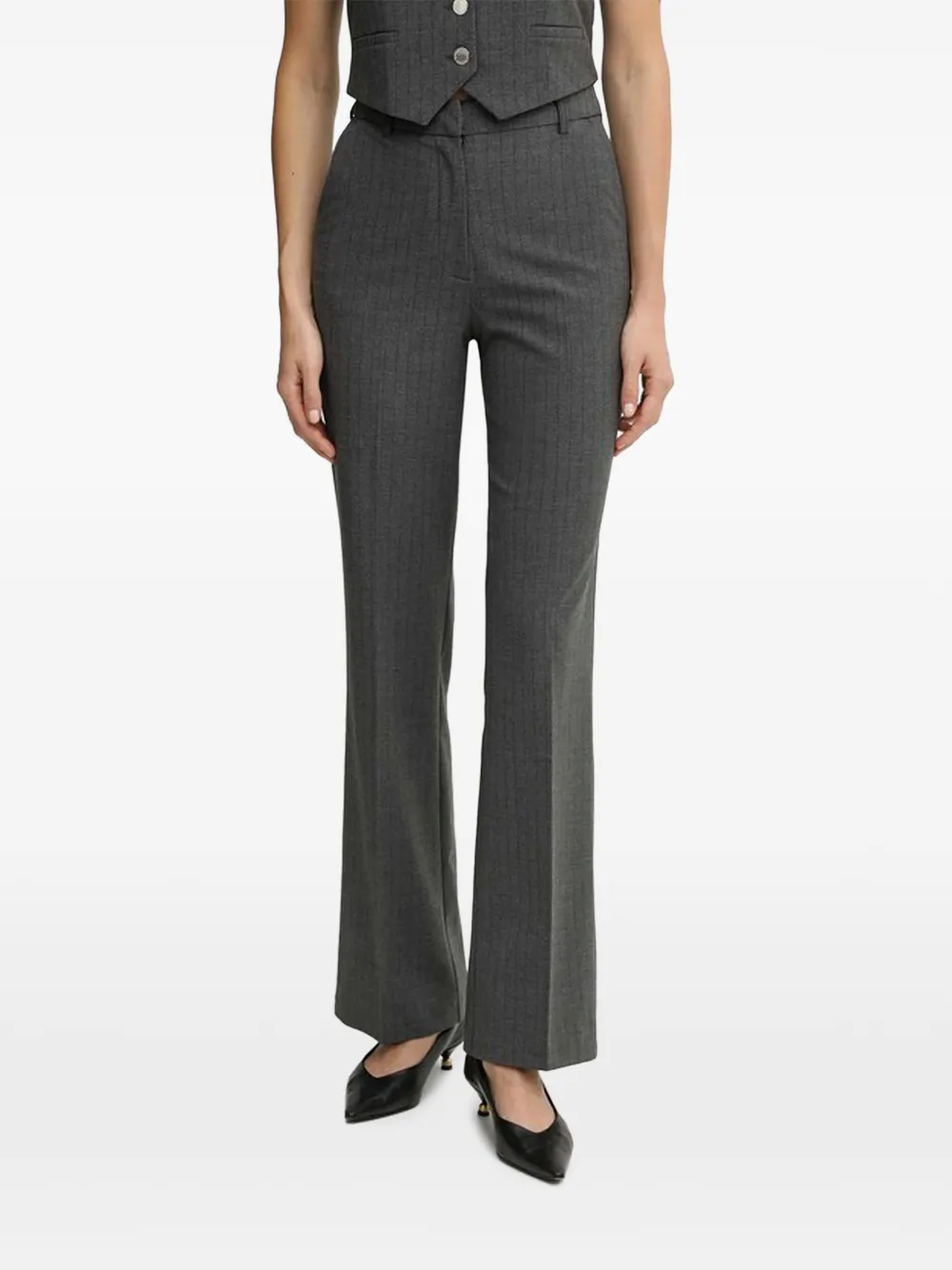 Morgan Pinstripe Tailored Trousers In Gray