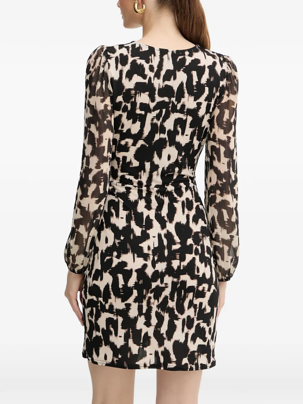 Morgan abstract-print wrap mini dress Beige