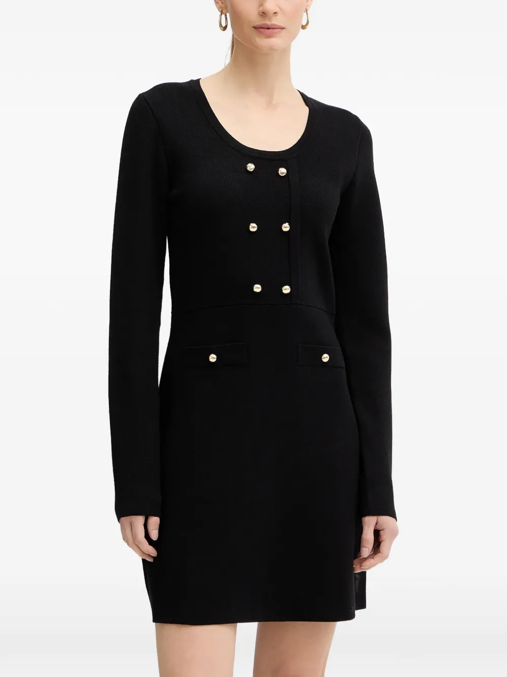 Morgan Button-detail Mini Dress In Black