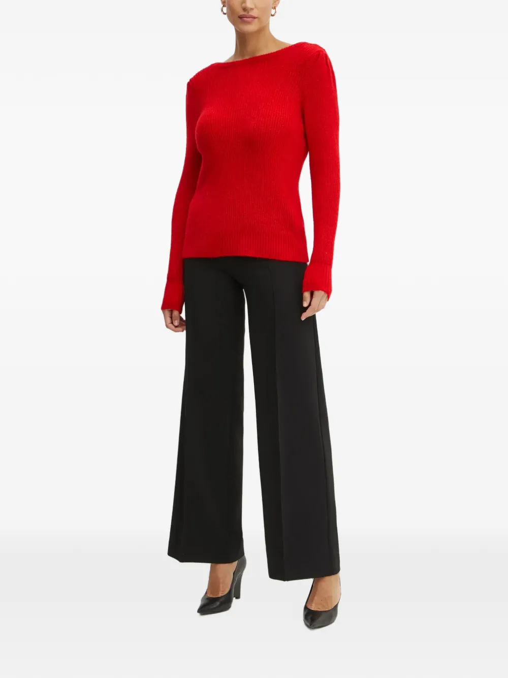 Morgan Munch boat-neck sweater Rood