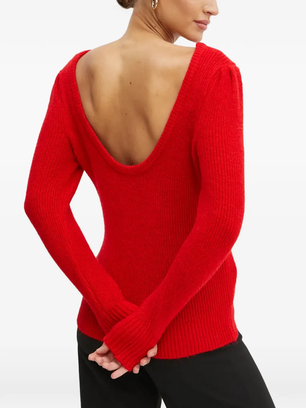 Morgan Munch boat-neck sweater Rood