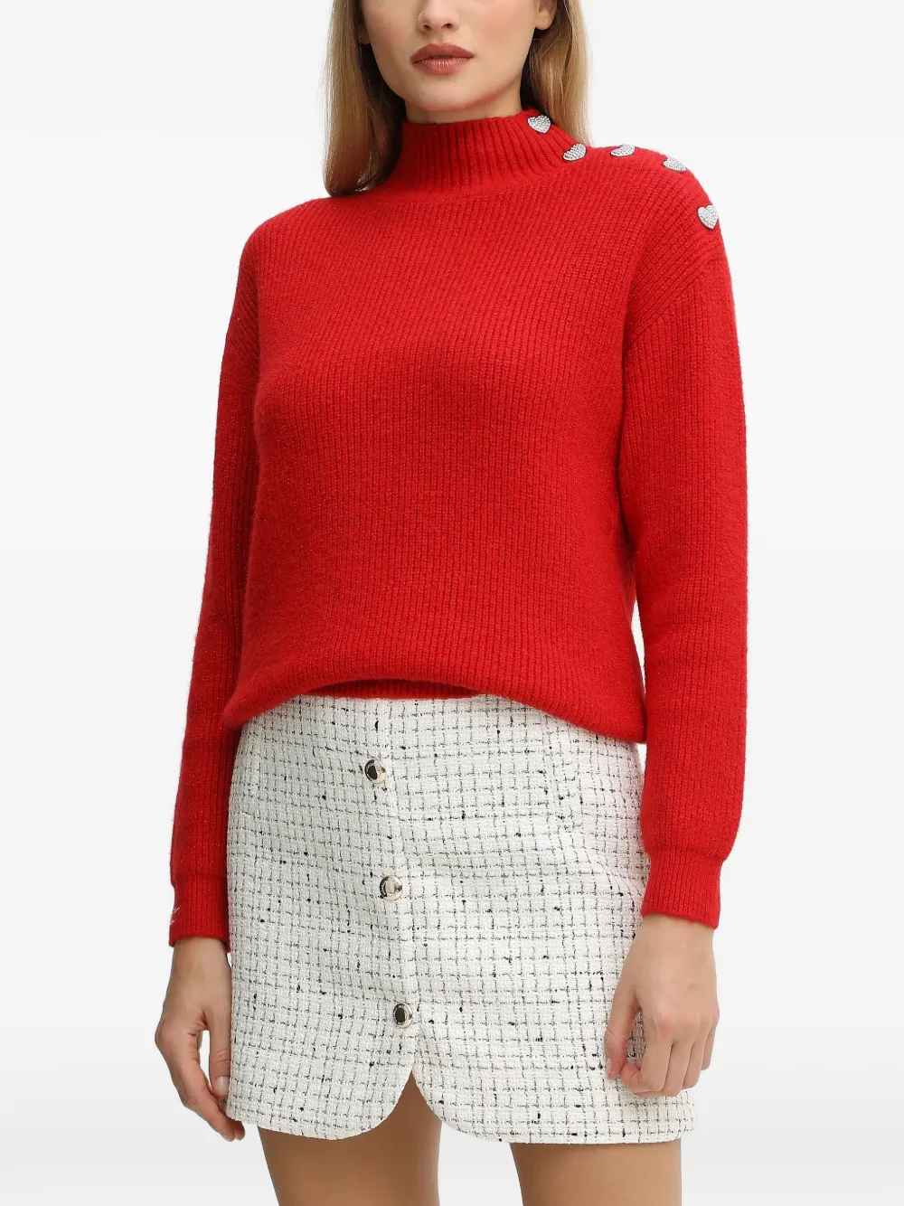 Morgan Heart-embellished Turtleneck Knitwear In Red