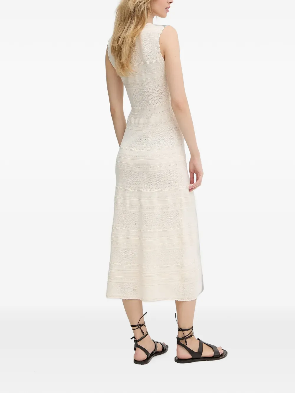 Morgan Gebreide jurk met V-hals Beige