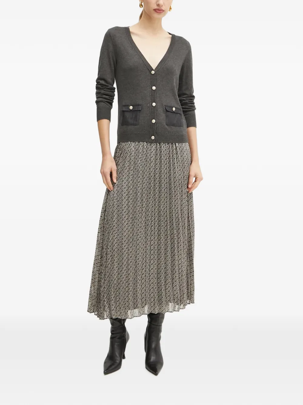 Morgan Mje V-neck pocket cardigan Grijs