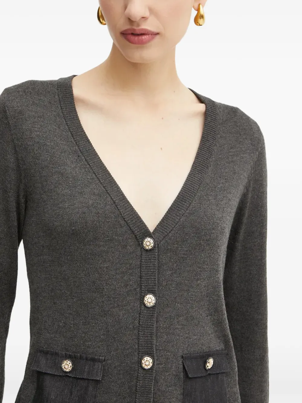 Morgan Mje V-neck pocket cardigan Grijs