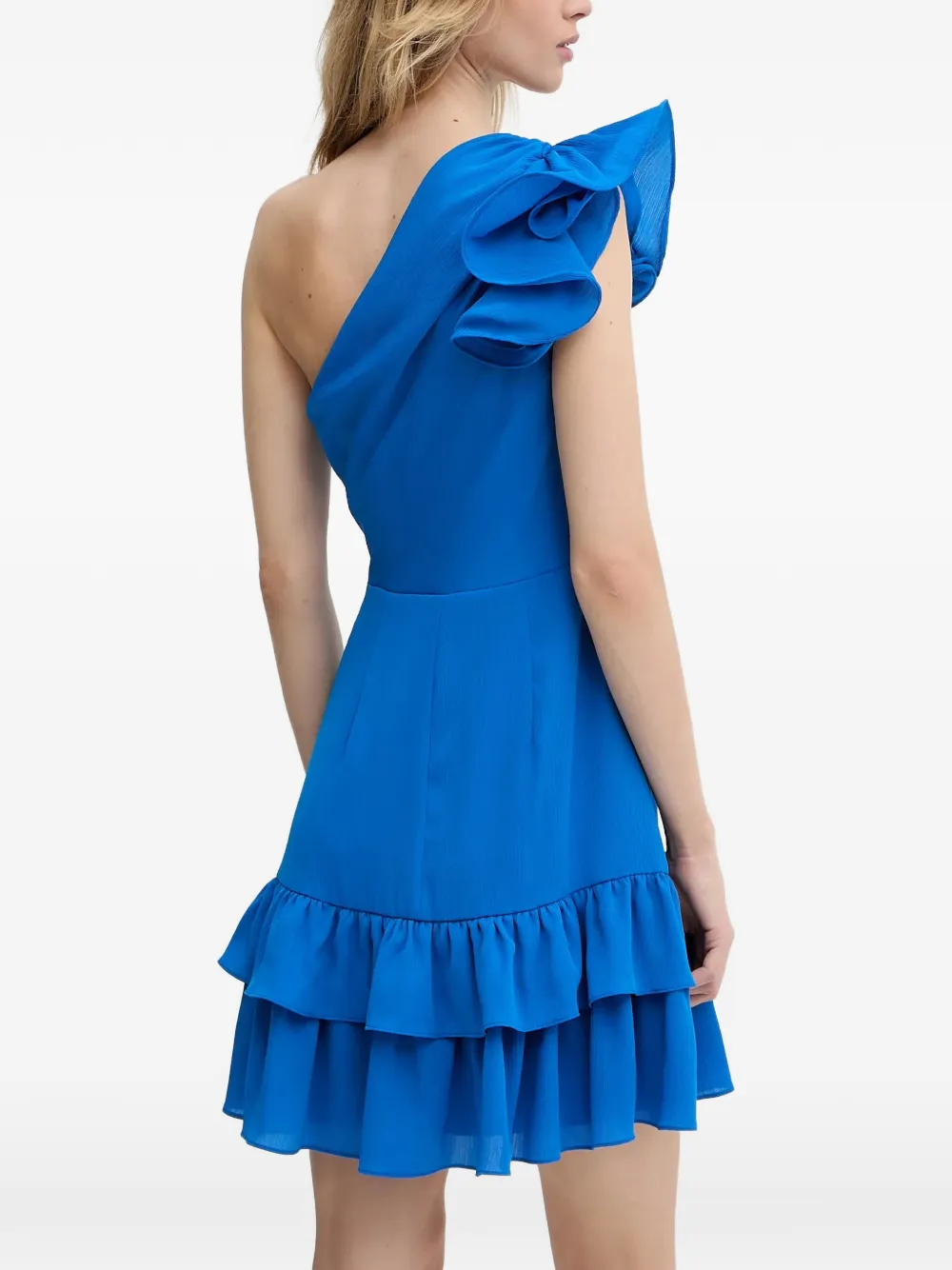 Morgan Asymmetrische mini-jurk met ruches Blauw