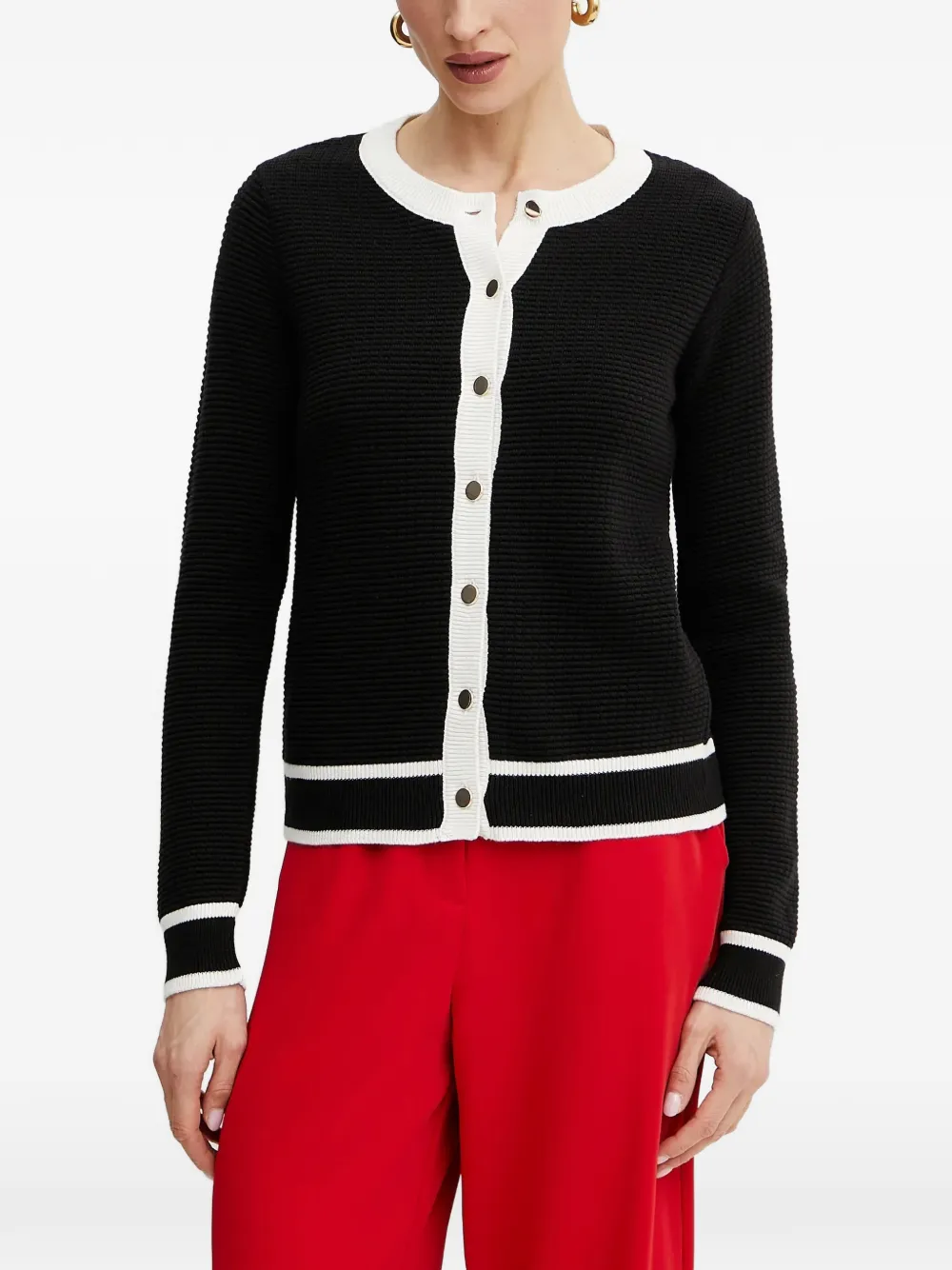Morgan Ribbed Button-down Cardigan In Black