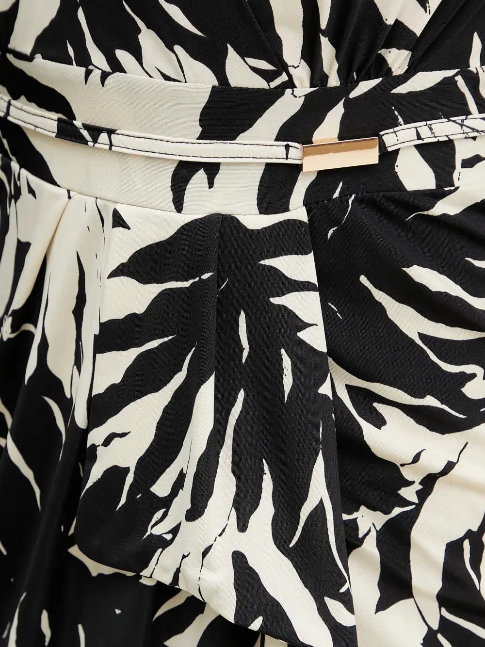 Morgan leaf-print wrap mini dress Beige