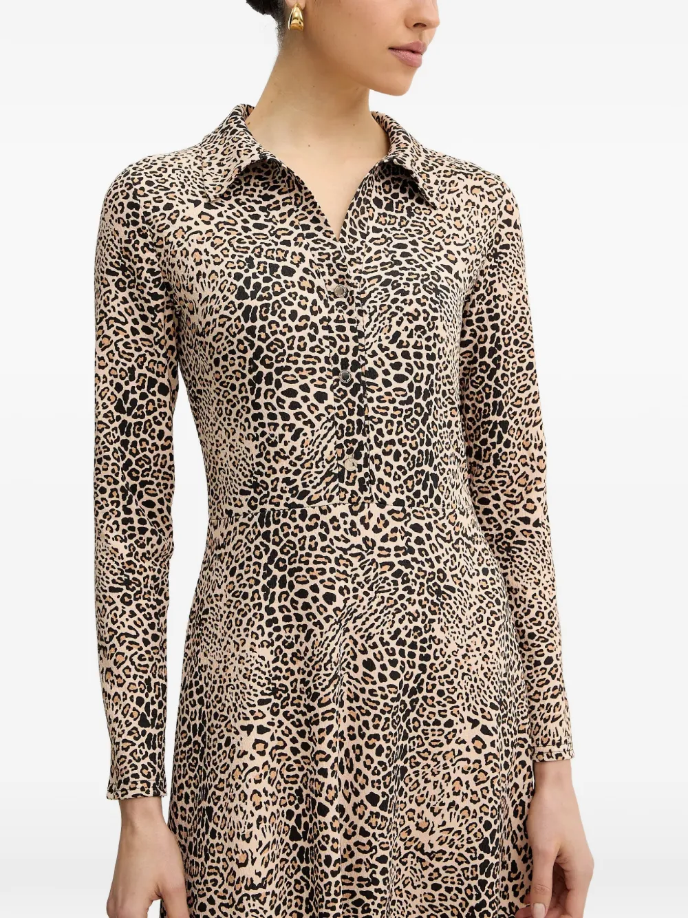 Morgan Long-sleeve Animal-print Midi Dress In Neutrals