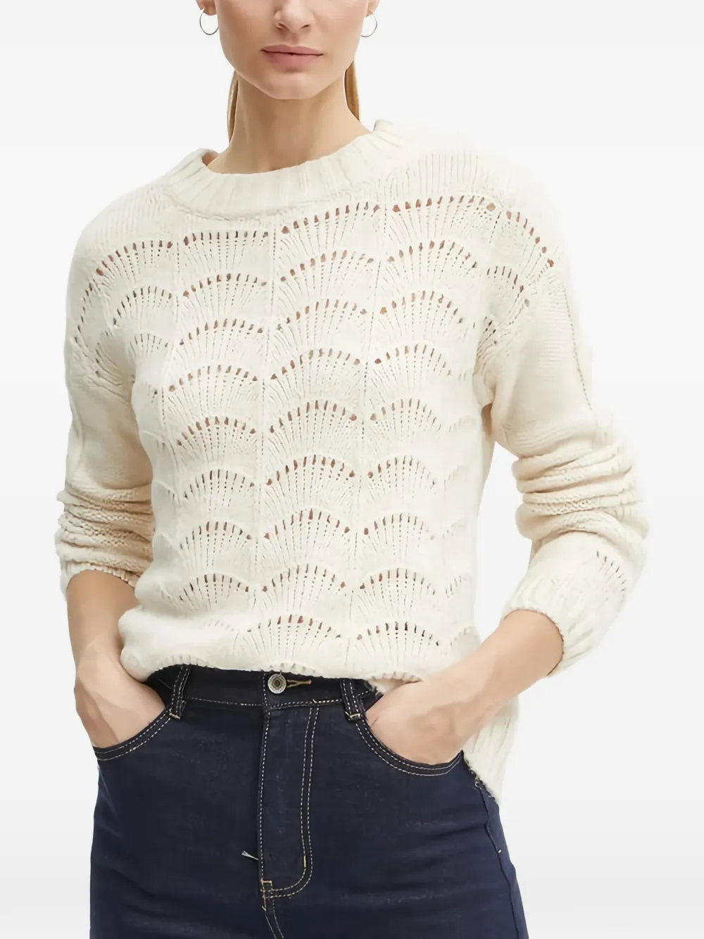 Morgan Patterned-design Knitted Jumper In White