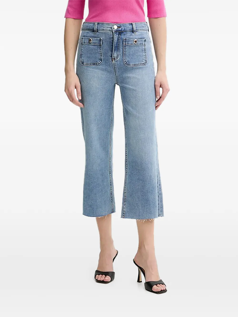 Morgan Pclic Pockets Cropped Jeans In Blue