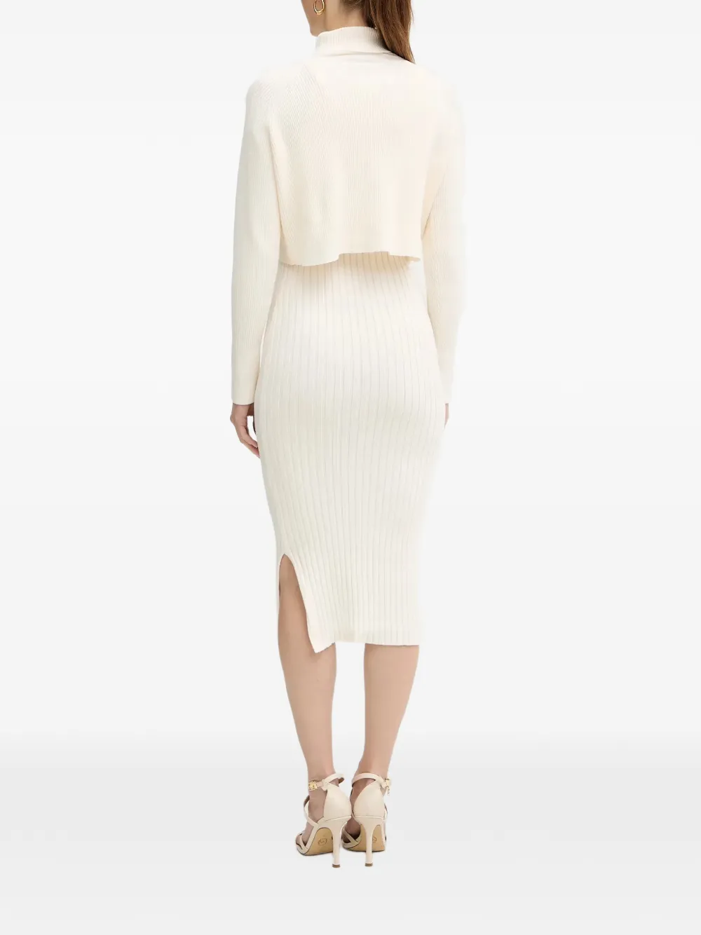 Morgan Geribbelde midi-jurk Wit