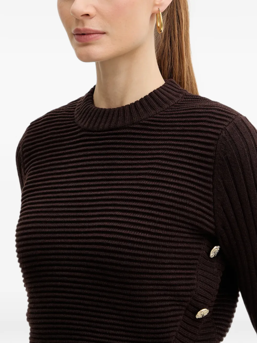 Morgan ribbed-knit side-slit midi dress Bruin
