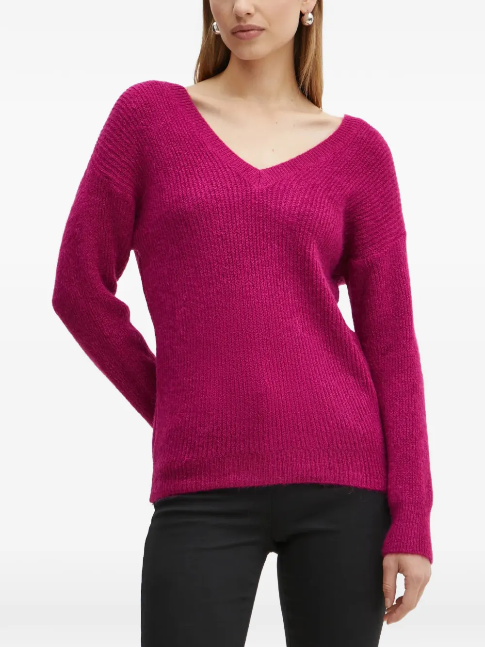 Morgan V-neck Sweater In Pink