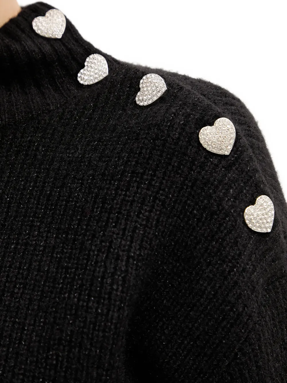 Morgan Heart-button Sweater In Black