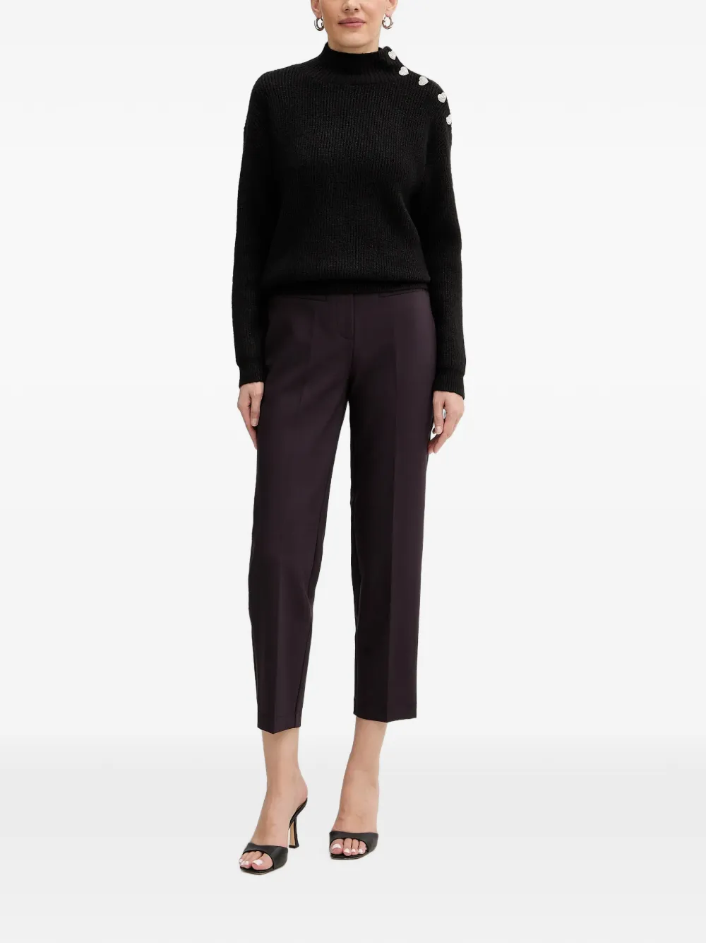 Morgan Heart-button Sweater In Black