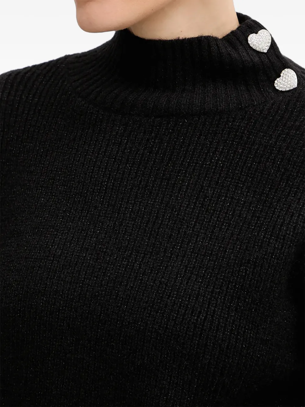 Morgan Heart-button Sweater In Black