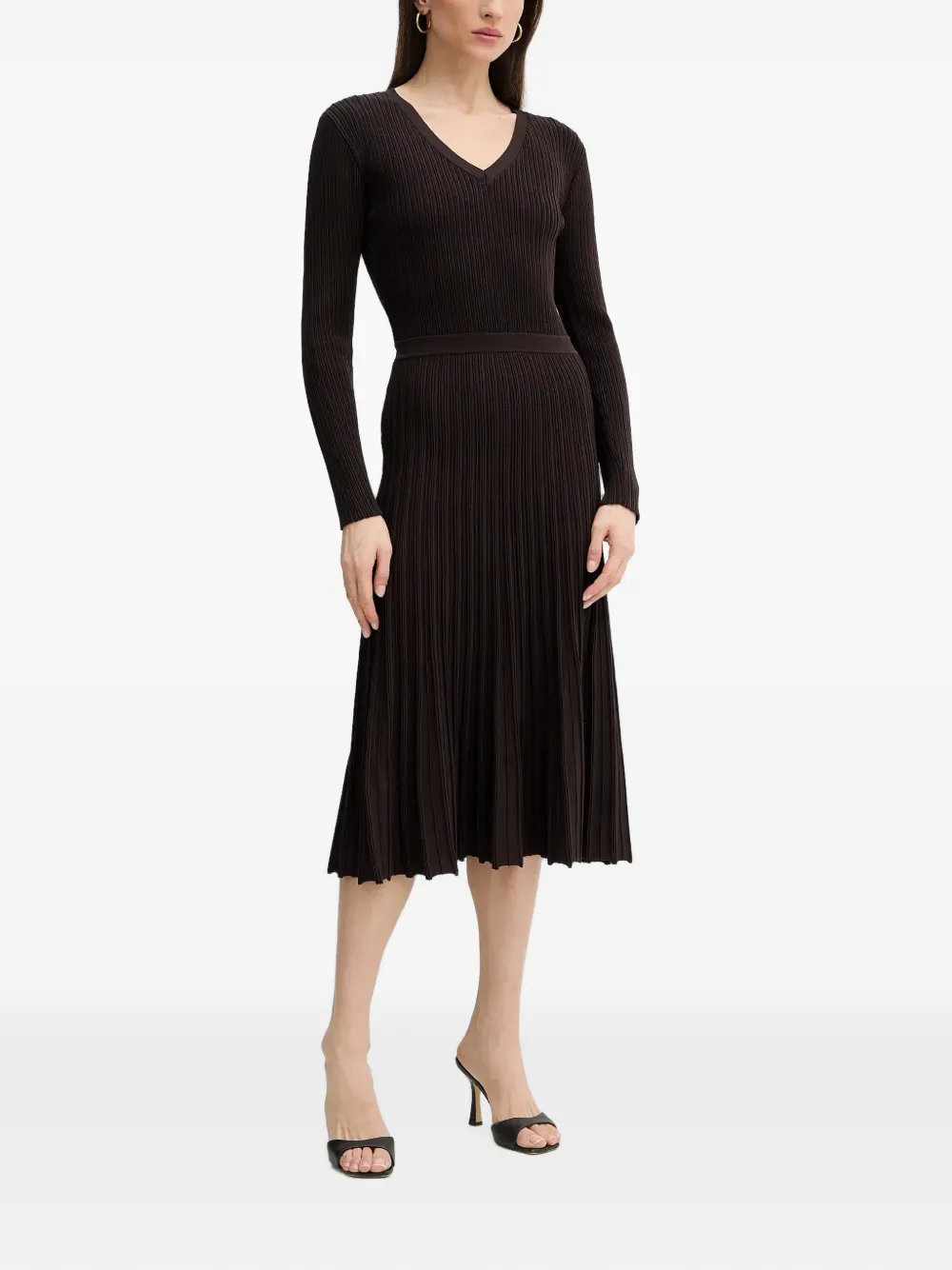 Morgan Midi-jurk met V-hals Bruin