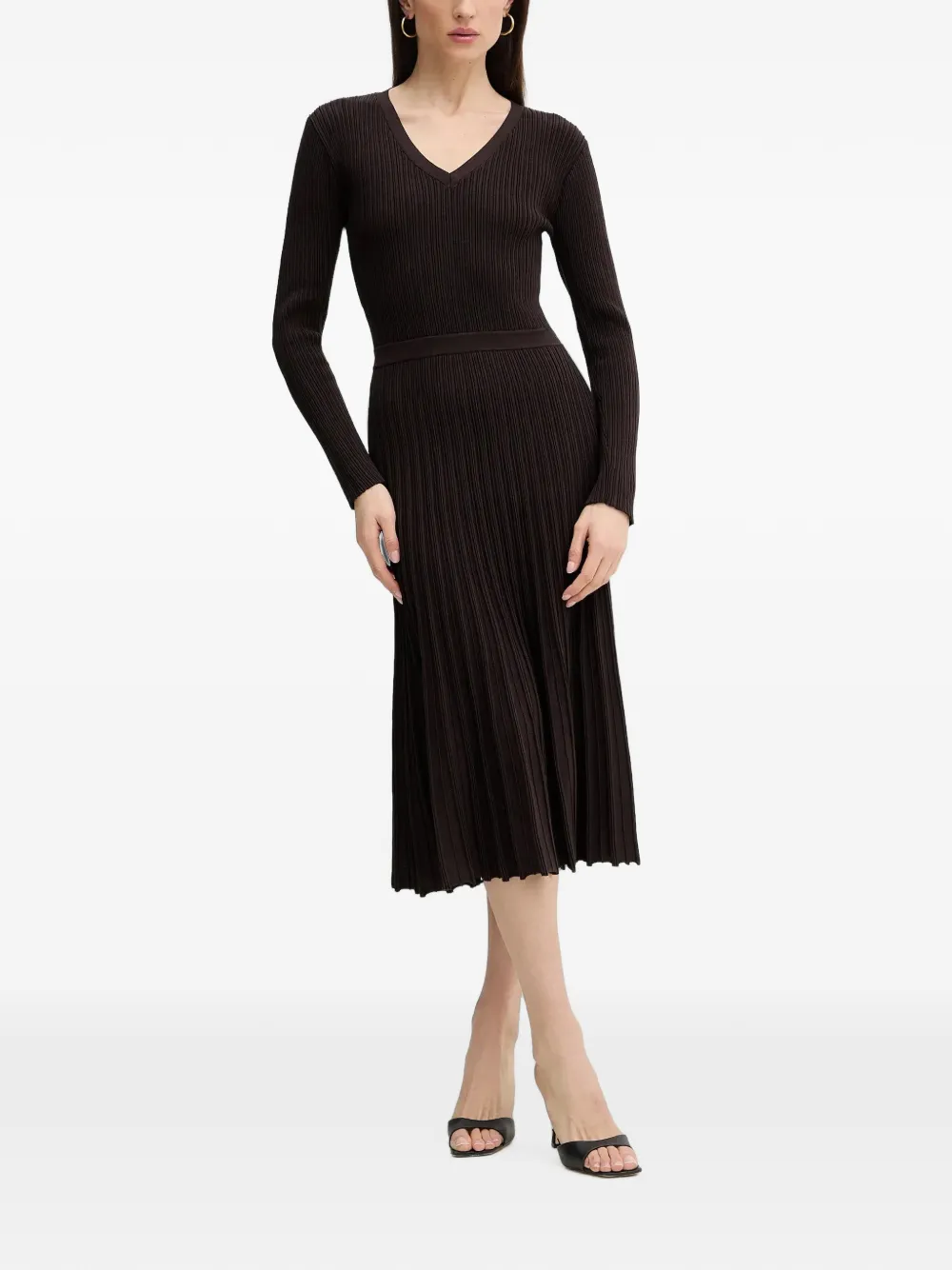 Morgan Midi-jurk met V-hals Bruin