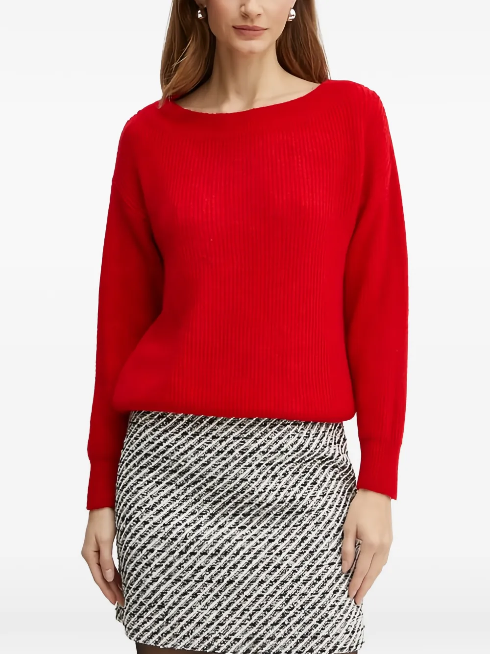 Morgan Boat-neck Jumper In Red