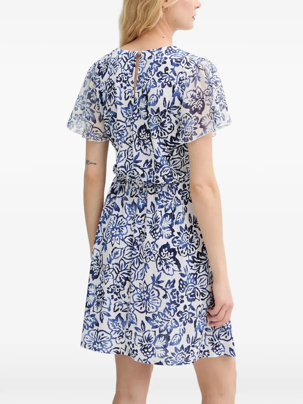 Morgan Mini-jurk met V-hals en bloemenprint Blauw
