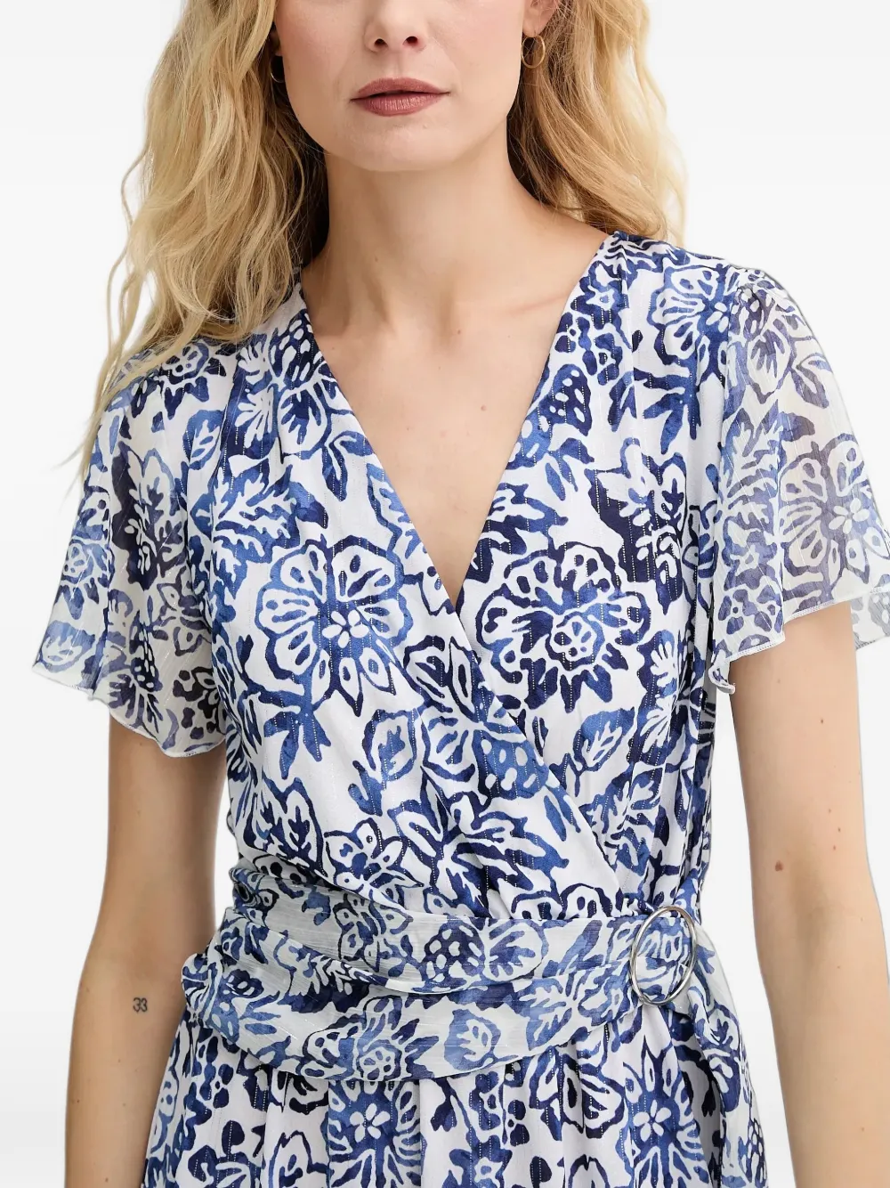 Morgan Mini-jurk met V-hals en bloemenprint Blauw