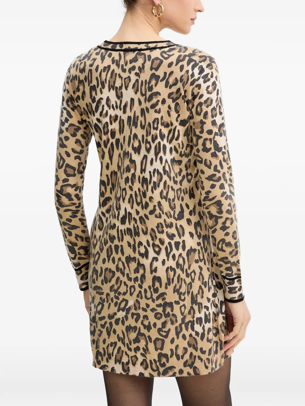 Morgan Mcall mini-jurk met dierenprint en ronde hals Beige