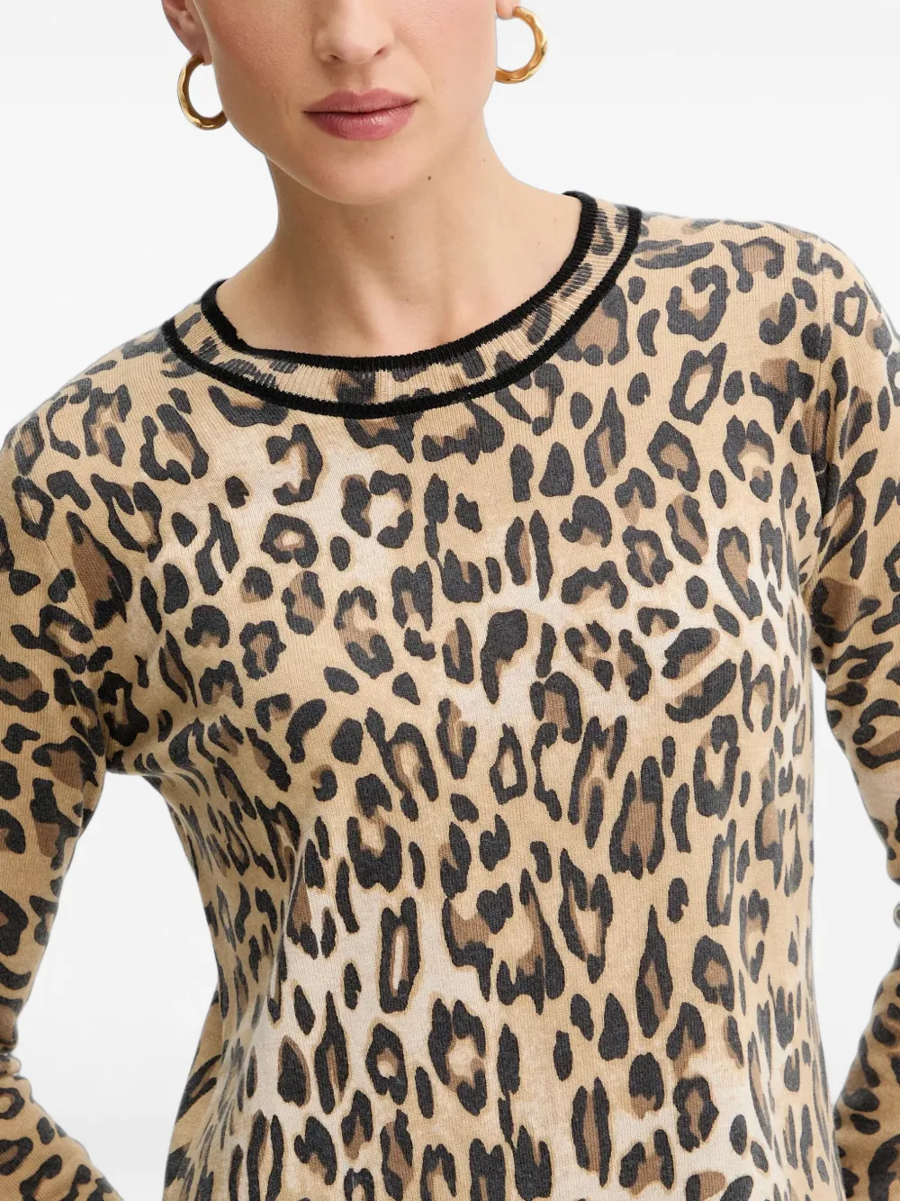 Morgan Mcall mini-jurk met dierenprint en ronde hals Beige