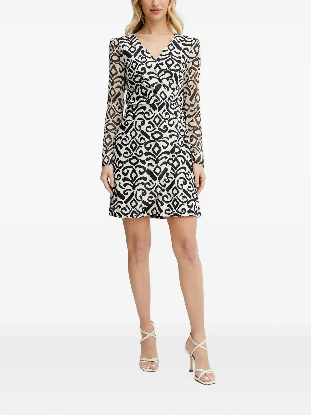 Morgan Rnaya all over-print V-neck mini dress