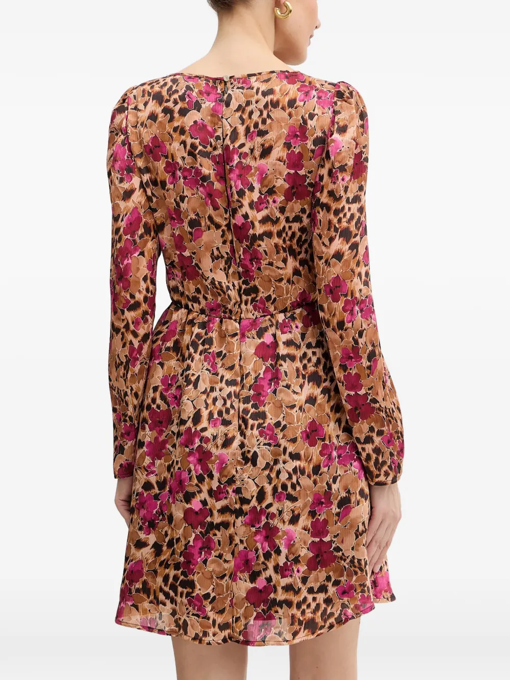 Morgan Mini-jurk met lange mouwen en bloemenprint Beige