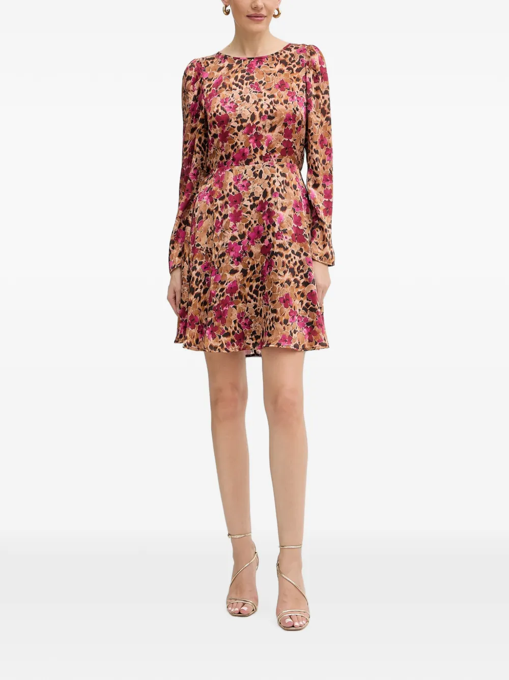 Morgan floral-print long-sleeve mini dress