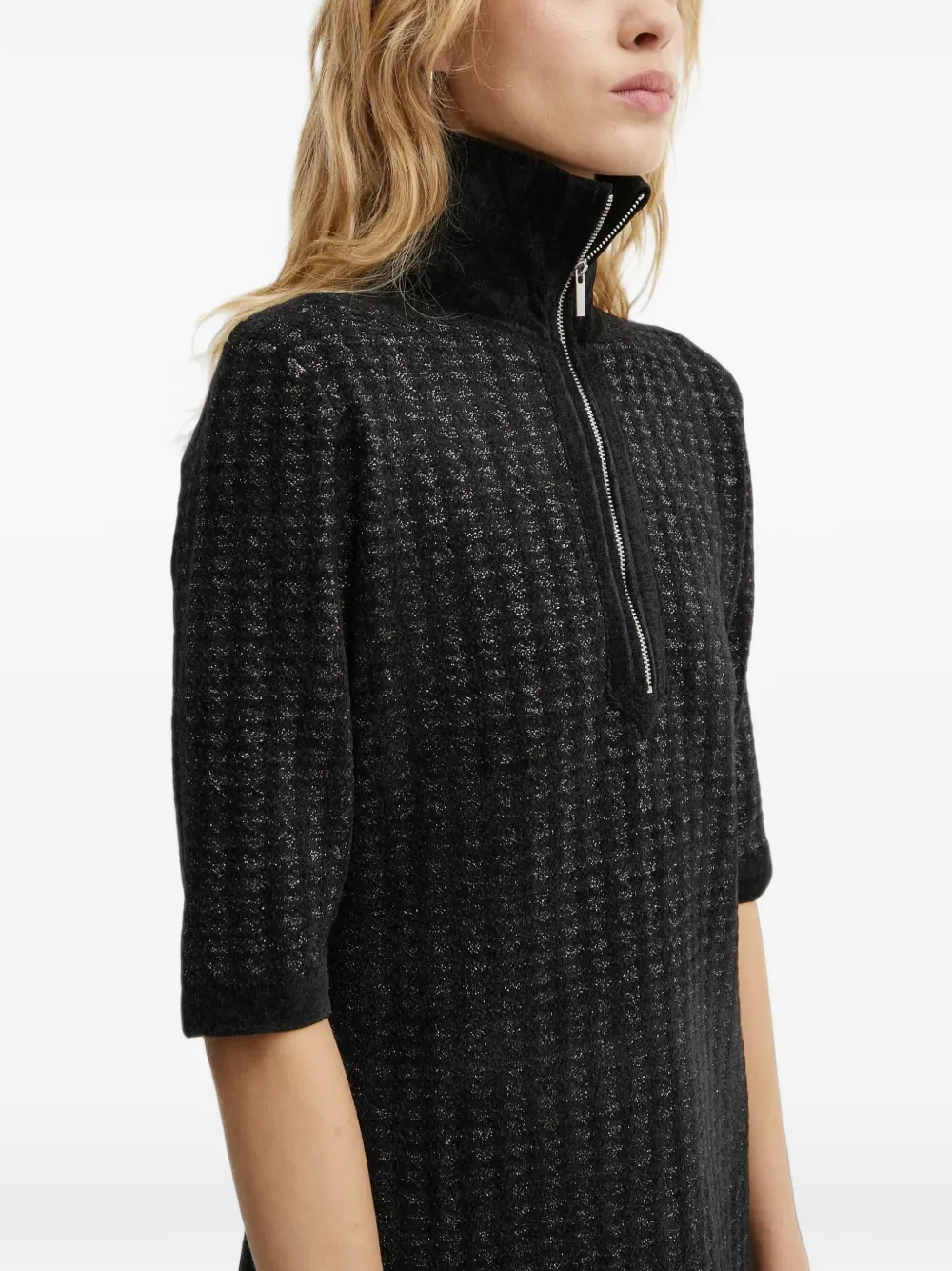 Morgan Rmars gebreide mini-jurk met kwartrits en glitters Zwart