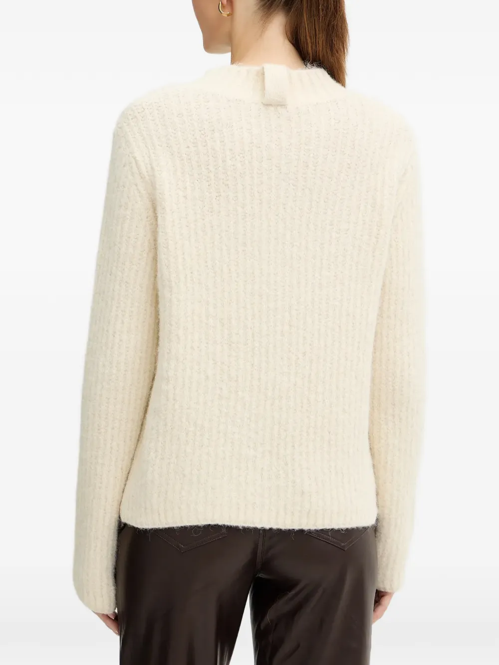 Morgan textured scarf-neck sweater Beige