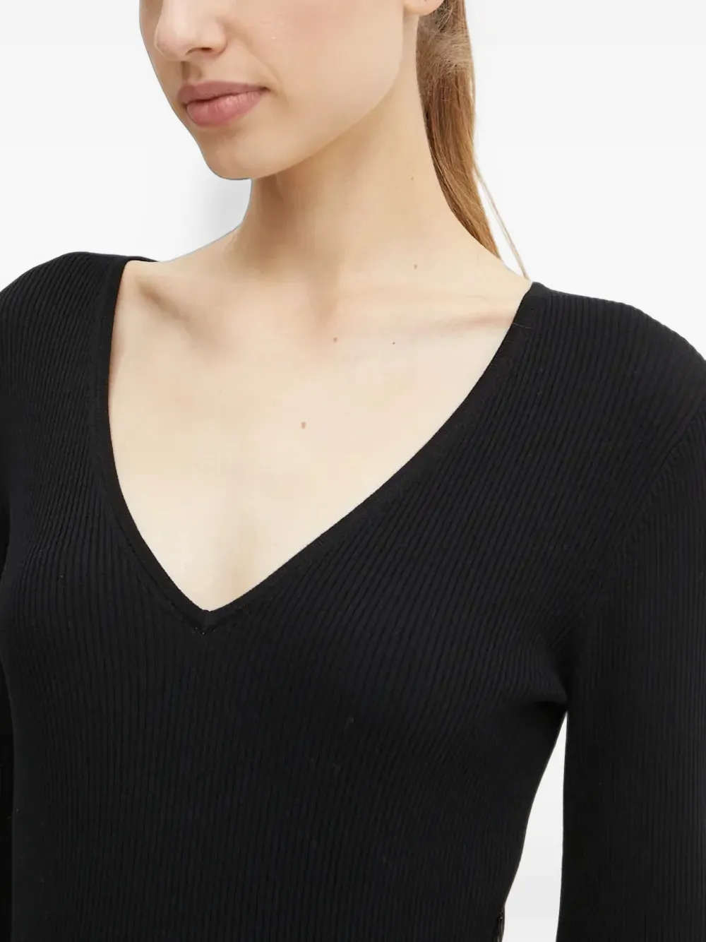 Morgan Regota buttoned V-neck mini dress Zwart